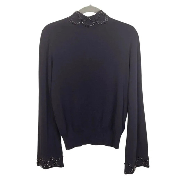 Ann Taylor Embellished Mock Neck Bell Sleeve Sweater M New - Picture 3 of 9
